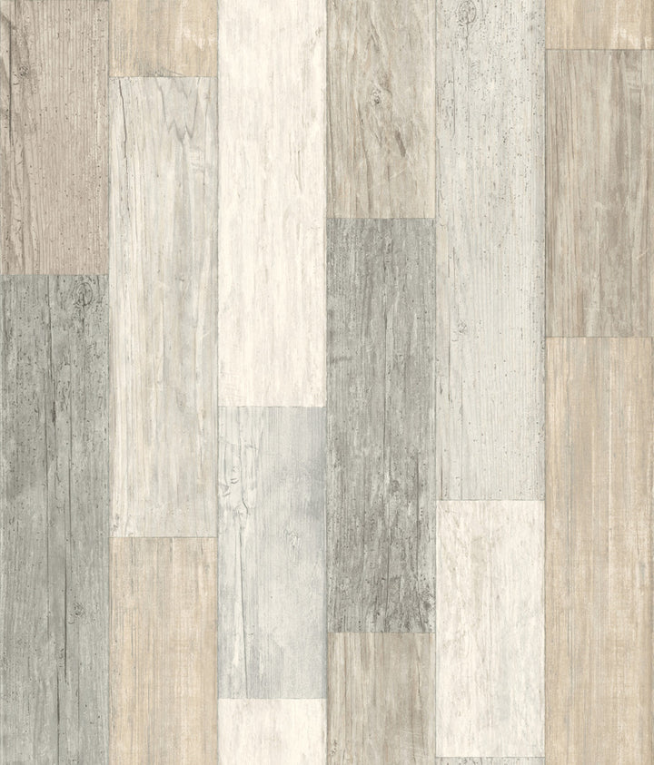 Pallet Board Grey Wallpaper by Inspired by Color Beige & Neutrals Covers about 56.4 square feet 20.5-in by 33-ft long roll Prepasted 24 - Fabric Carolina -