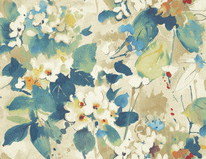 Chambon Cerulean, Tan, and Orange by Seabrook Wallpaper