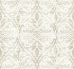 Chambon Ogee Light Beige and Off-White by Seabrook Wallpaper
