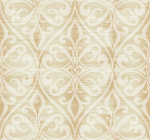 Chambon Ogee Pumpkin and Off-White by Seabrook Wallpaper