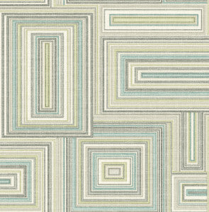Attersee Squares Turquoise, Mint, and Tan by Seabrook Wallpaper