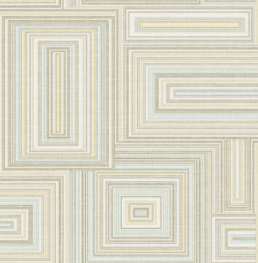 Attersee Squares Tan, Beige, and Ice by Seabrook Wallpaper Lugano United States 56.05 20.87" 20.5" - Fabric Carolina -