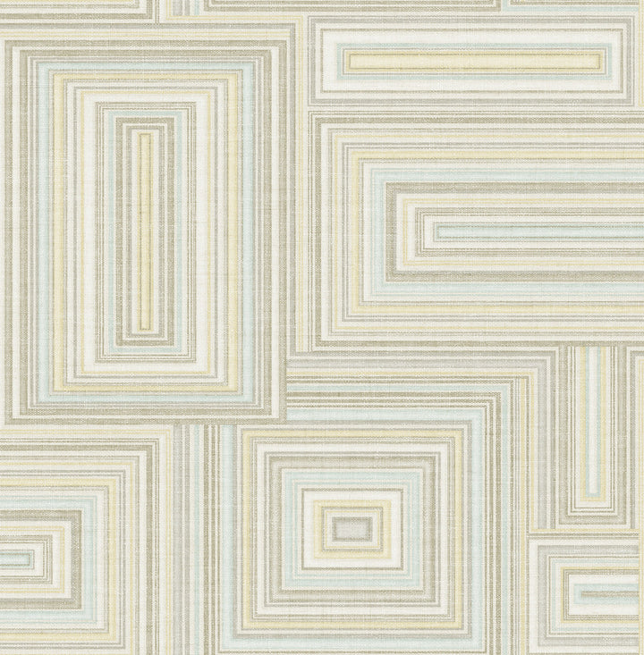 Attersee Squares Tan, Beige, and Ice by Seabrook Wallpaper Lugano United States 56.05 20.87" 20.5" - Fabric Carolina -