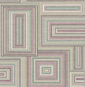 Attersee Squares Purple Haze, Charcoal, and Baby Blue by Seabrook Wallpaper