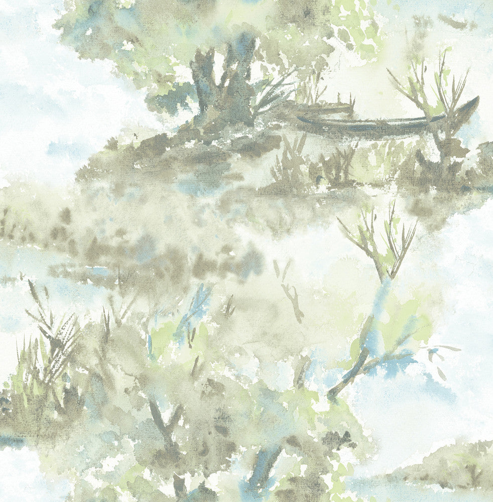 Attersee Baby Blue and Greige by Seabrook Wallpaper Lugano United States 56.05 20.87" 20.5" - Fabric Carolina -