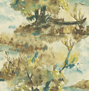 Attersee Carmel and Turquoise by Seabrook Wallpaper