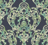 Roxen Damask Navy, Off-White, and Mint LG90712 by Seabrook Designs Wallpaper