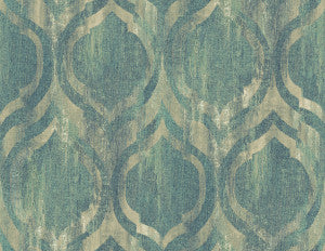 Old Danube Ogee Teal and Gold by Seabrook Wallpaper