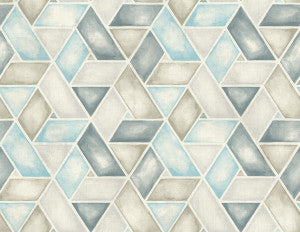 Kentmere Geo Baby Blue, Pewter, and Gray by Seabrook Wallpaper