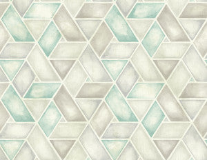Kentmere Geo Teal, Gray, and White by Seabrook Wallpaper