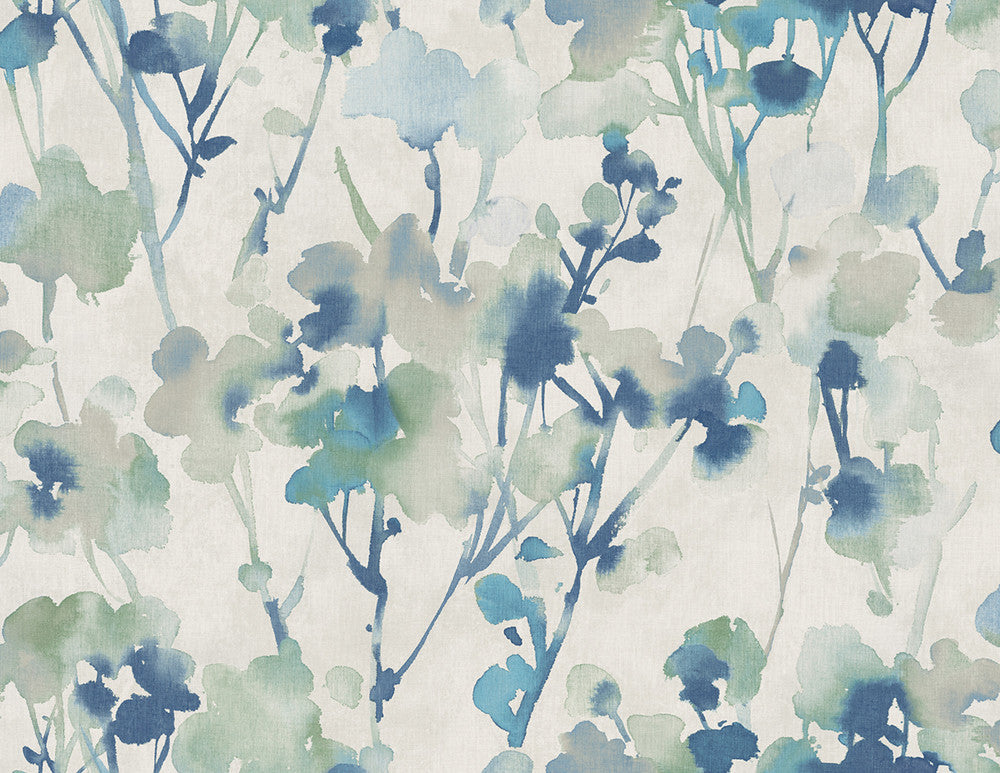 Faravel Prussian Blue, Greige, and Off-White by Seabrook Wallpaper Lugano United States 60.75 20.87" 27" - Fabric Carolina -
