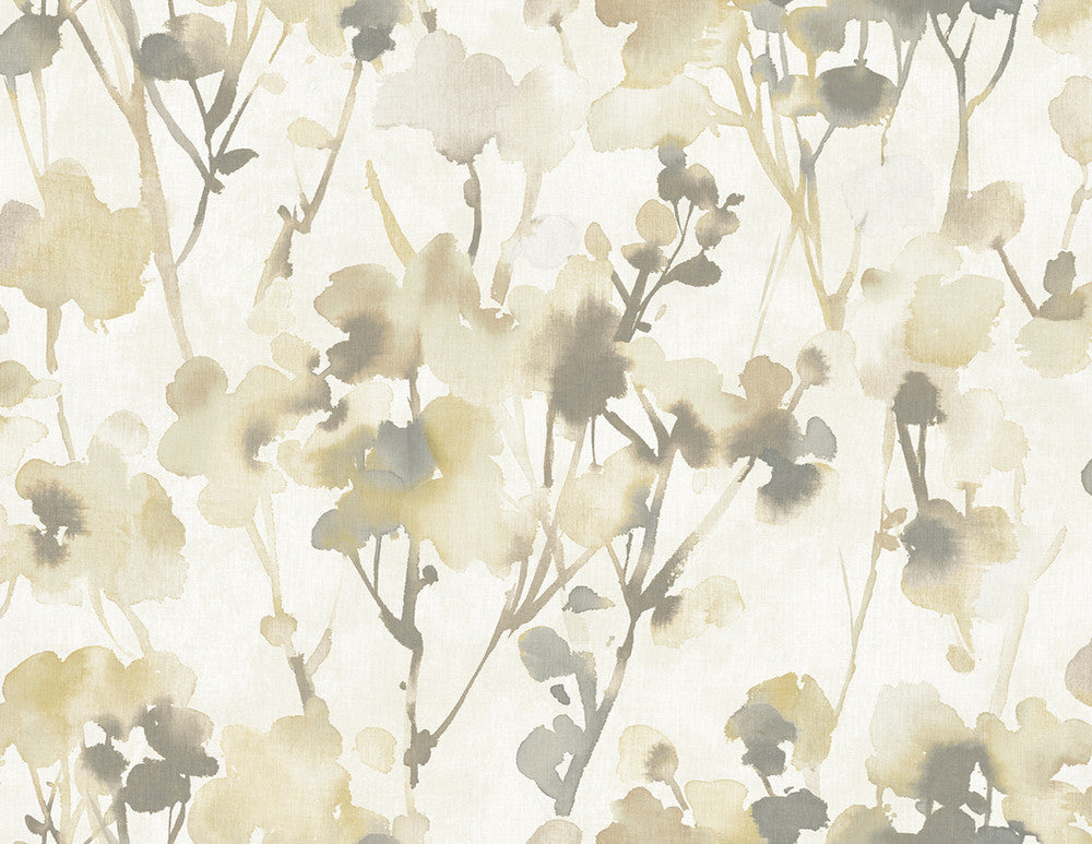 Faravel Gold, Off-White, and Greige by Seabrook Wallpaper Lugano United States 60.75 20.87" 27" - Fabric Carolina -