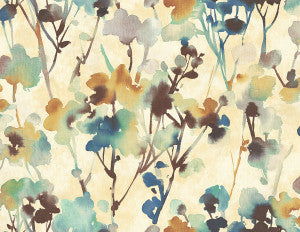 Faravel Cerulean, Brass, and Chocolate by Seabrook Wallpaper