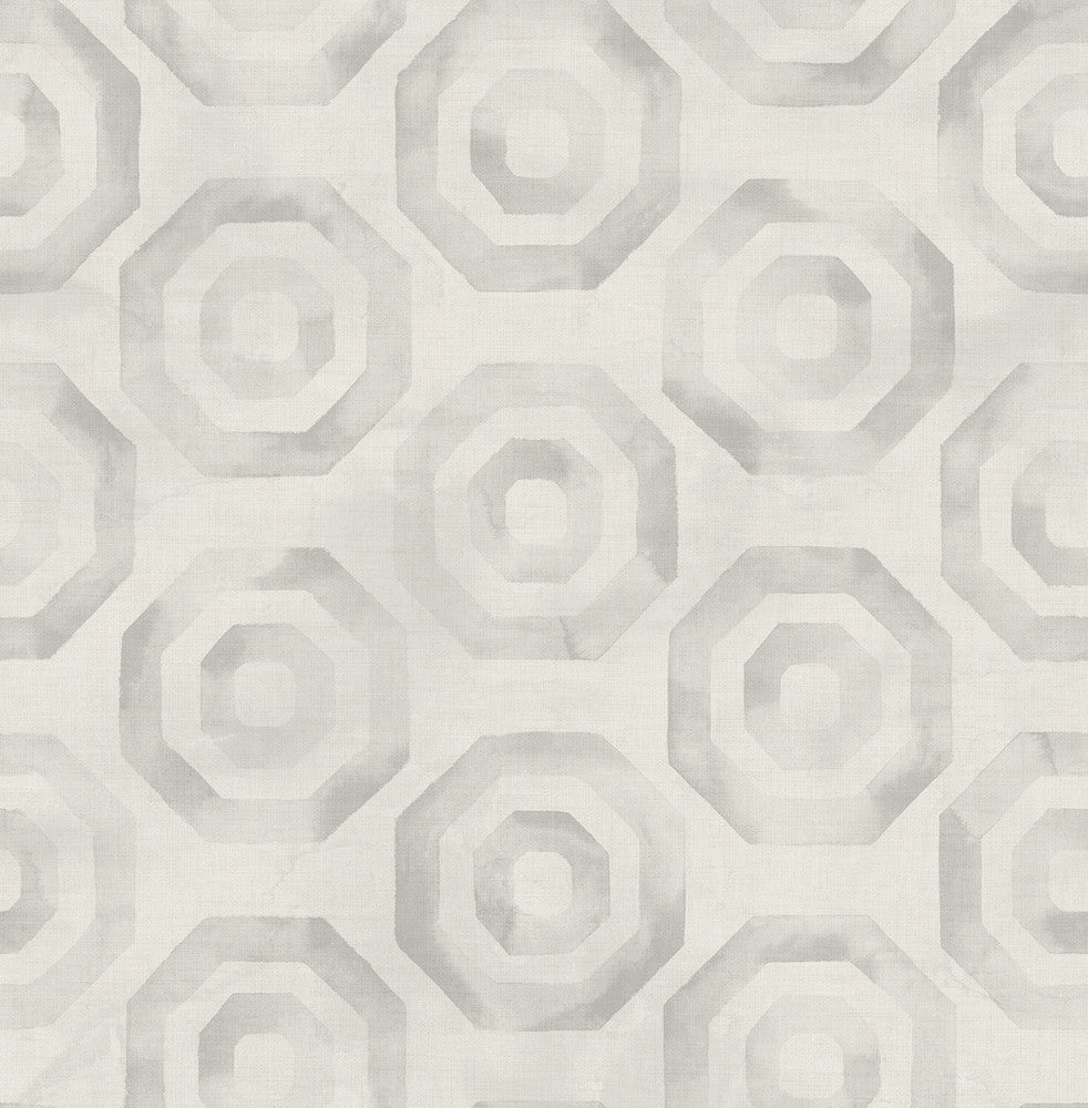 Faravel Geo Light Gray and Off-White by Seabrook Wallpaper Lugano United States 56.05 20.87" 20.5" - Fabric Carolina -