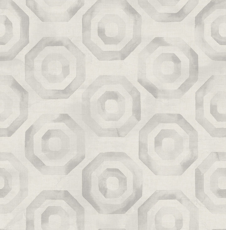 Faravel Geo Light Gray and Off-White by Seabrook Wallpaper Lugano United States 56.05 20.87" 20.5" - Fabric Carolina -