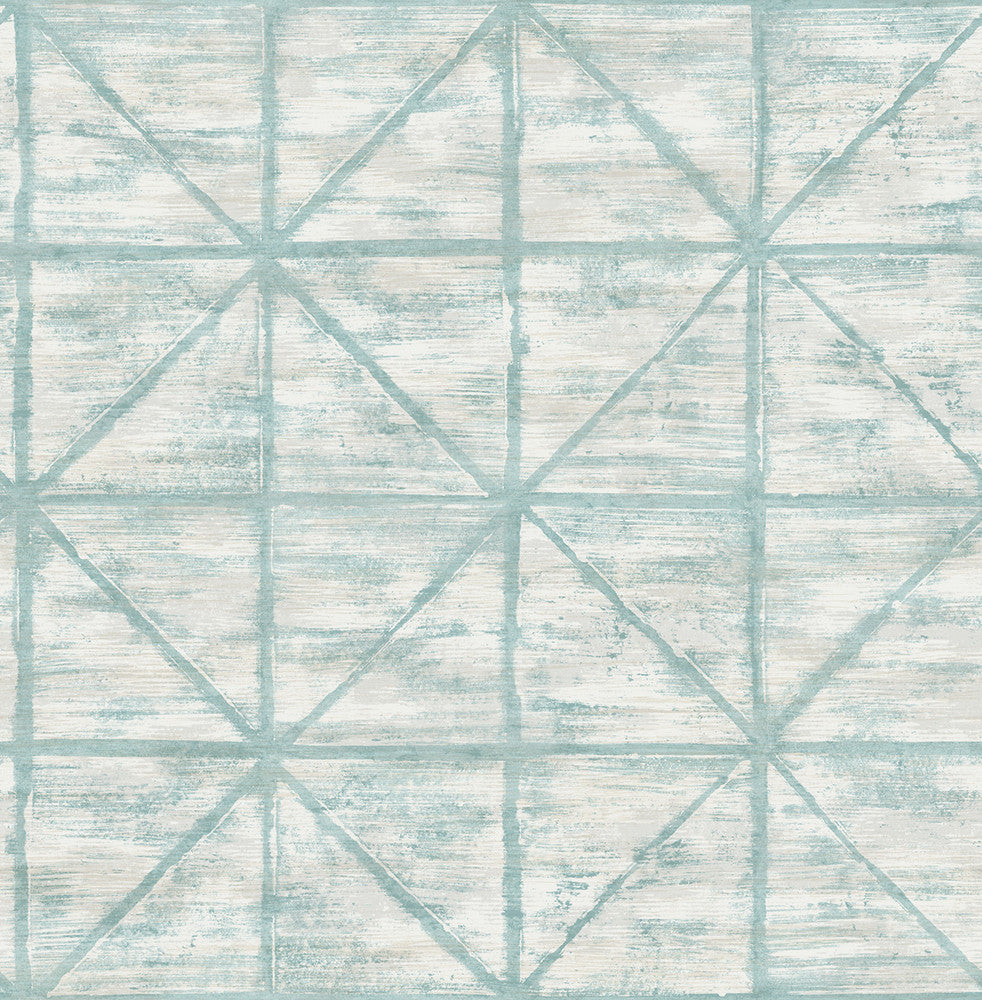 Ness Teal and White by Seabrook Wallpaper Lugano United States 56.05 20.87" 20.5" - Fabric Carolina -
