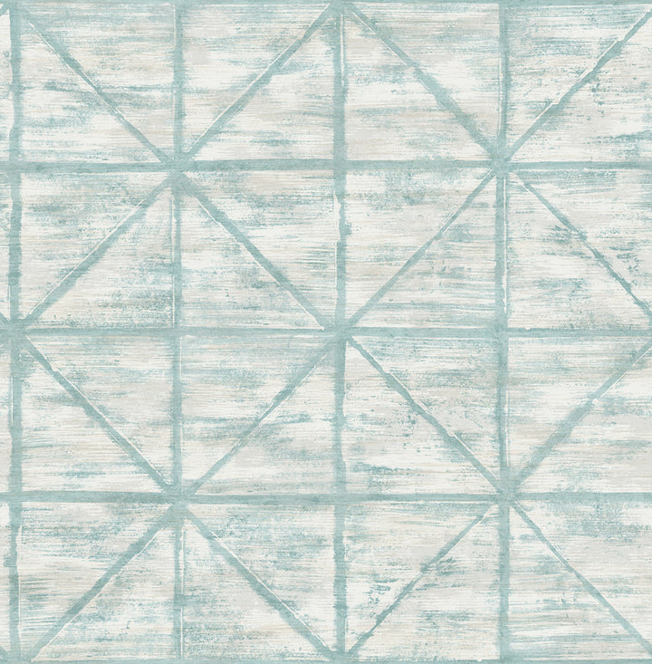 Ness Teal and White by Seabrook Wallpaper Lugano United States 56.05 20.87" 20.5" - Fabric Carolina -
