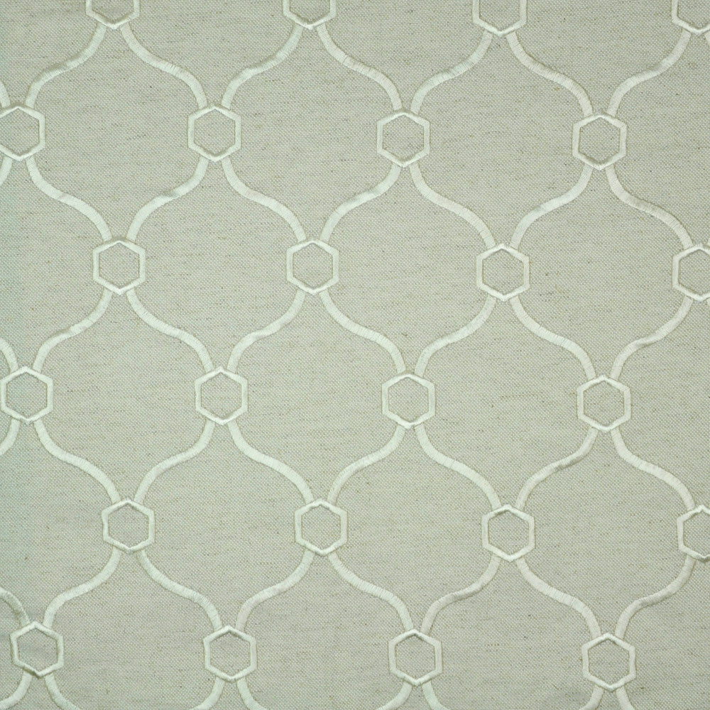 Love Knots # 705 Cloud by Maxwell Fabric 32% VISCOSE 30% POLYESTER
26% LINEN 12% RAYON CHINA </p><p>Repeat: Horizontal: H-3.75 and Vertical: V-5 57"EMB.53" - Fabric Carolina -