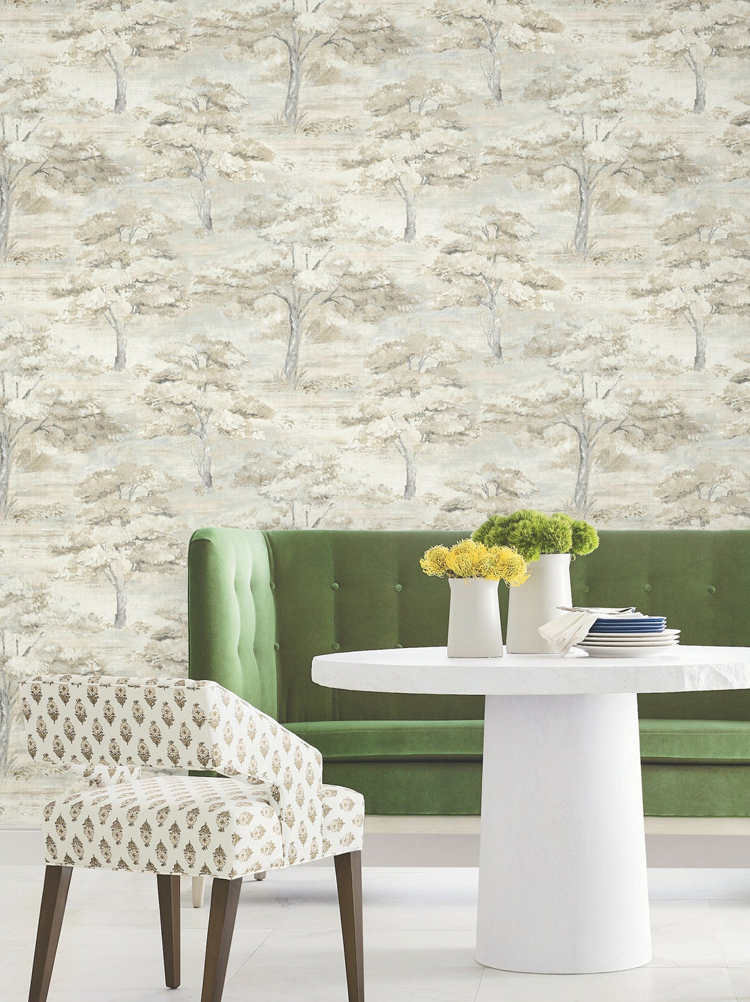 Moreno Neutral Woodland Wallpaper by Antonina Vella Designer