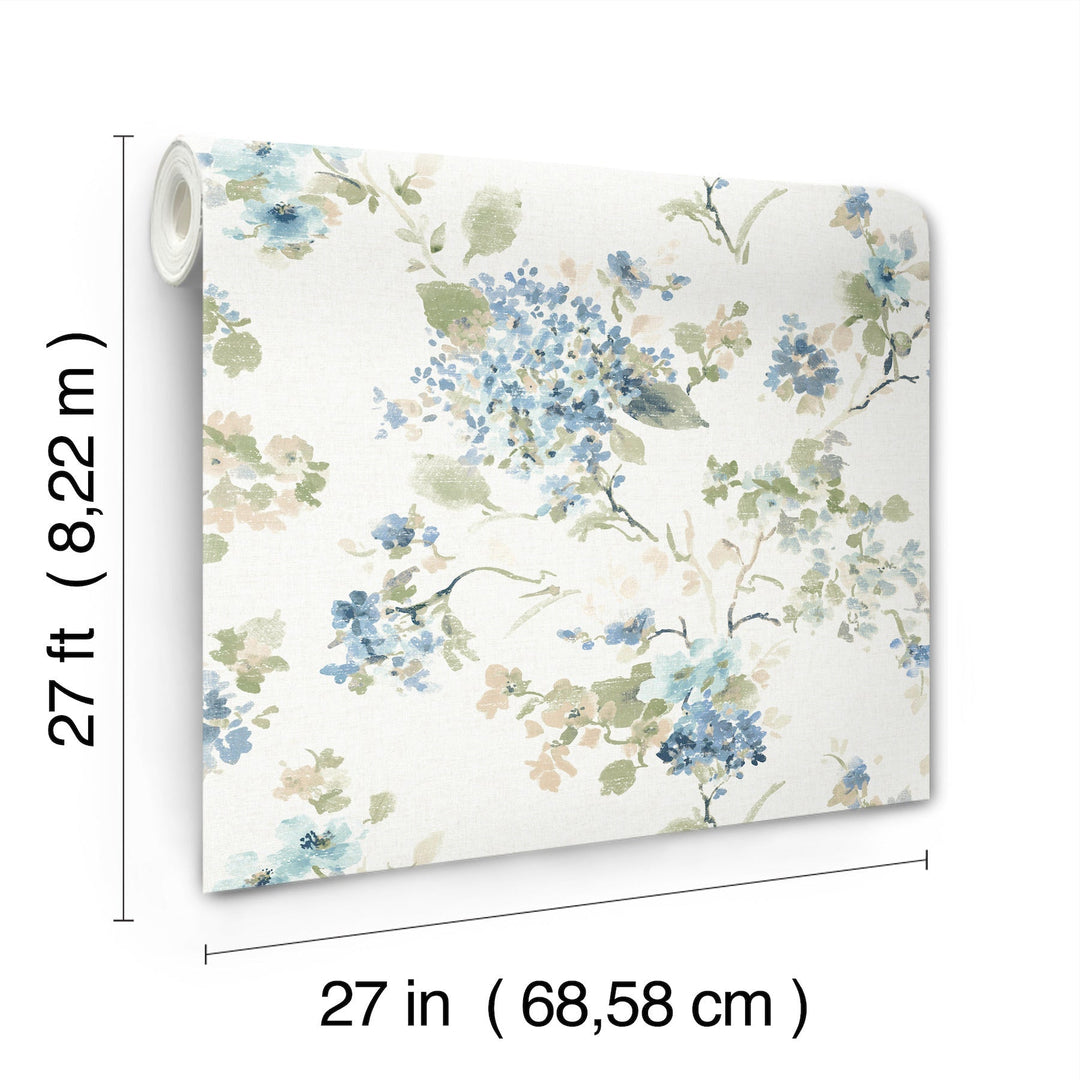 Veiled Garden Sky Blue Floral Wallpaper by Antonina Vella Designer