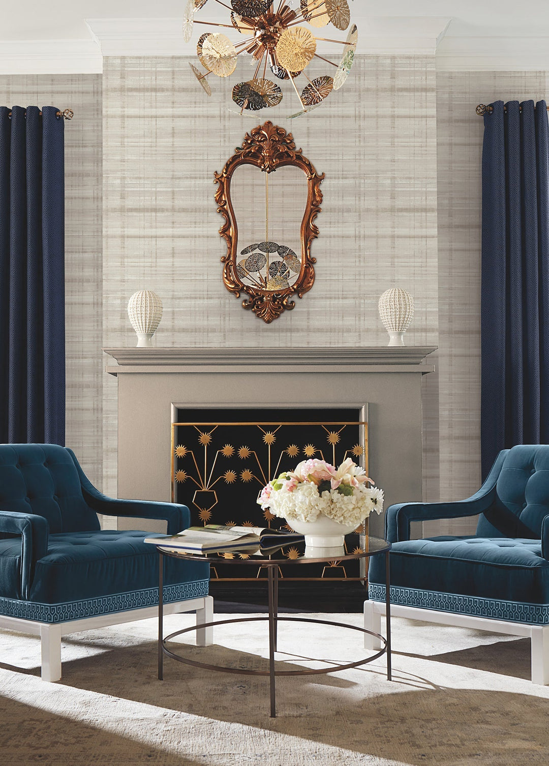 Vanishing Point Neutral Striated Wallpaper by Antonina Vella Designer