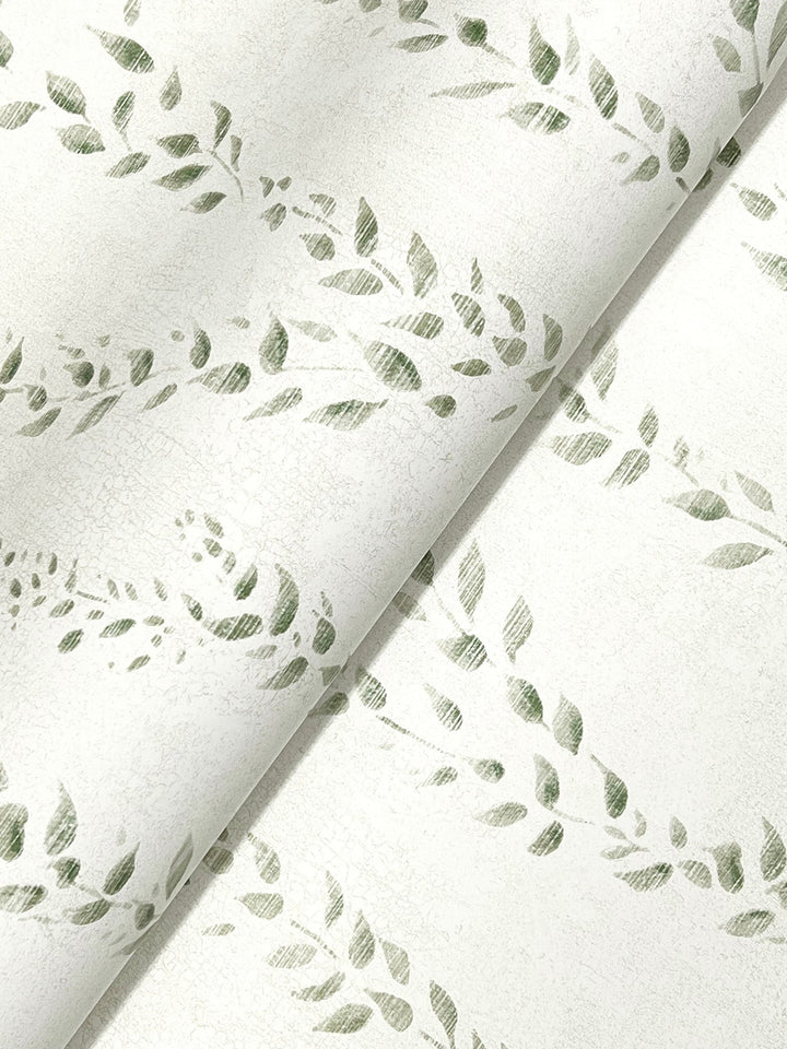 Alpenrose Moss Vine Wallpaper by Antonina Vella Designer