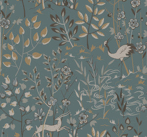 Aspen Teal & Brown Wallpaper by York Wallcoverings