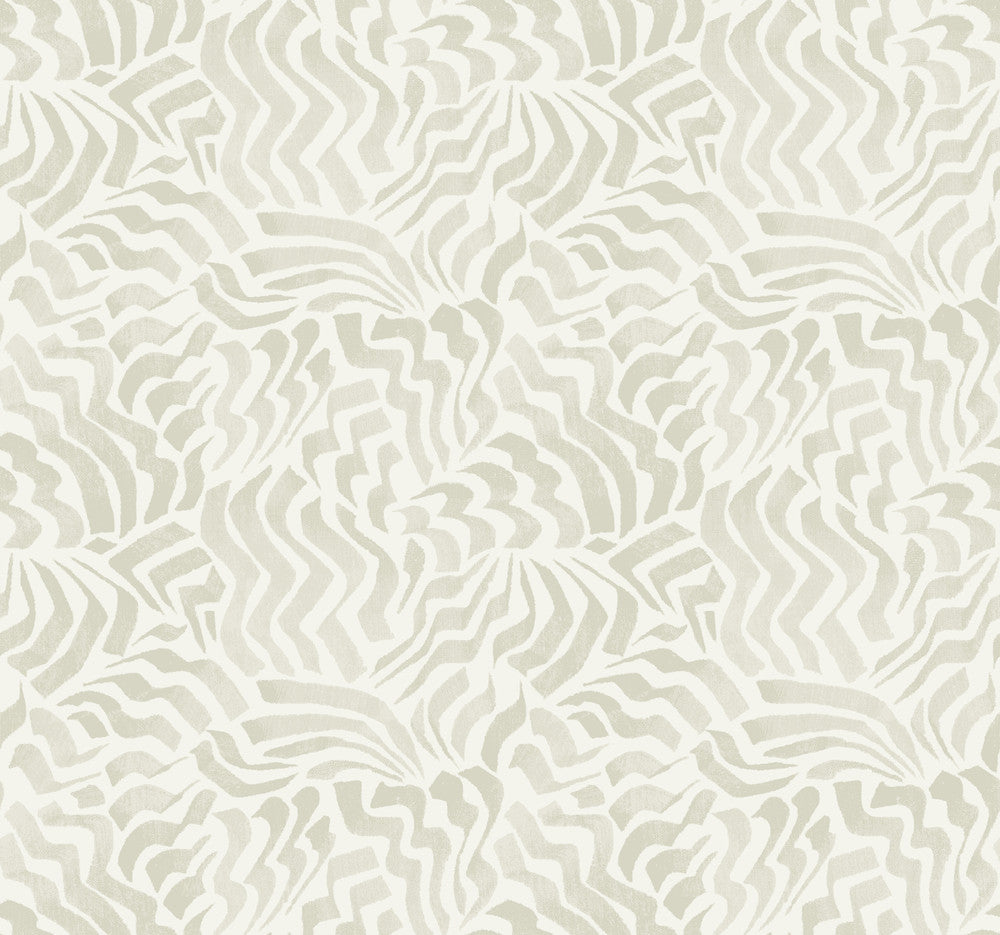 Zora Wave Light Grey Wallpaper by Lemieux et Cie Lemieux et Cie Signature Covers about 60.8 square feet 27-in by 27-ft long roll Unpasted 25.25 - Fabric Carolina -