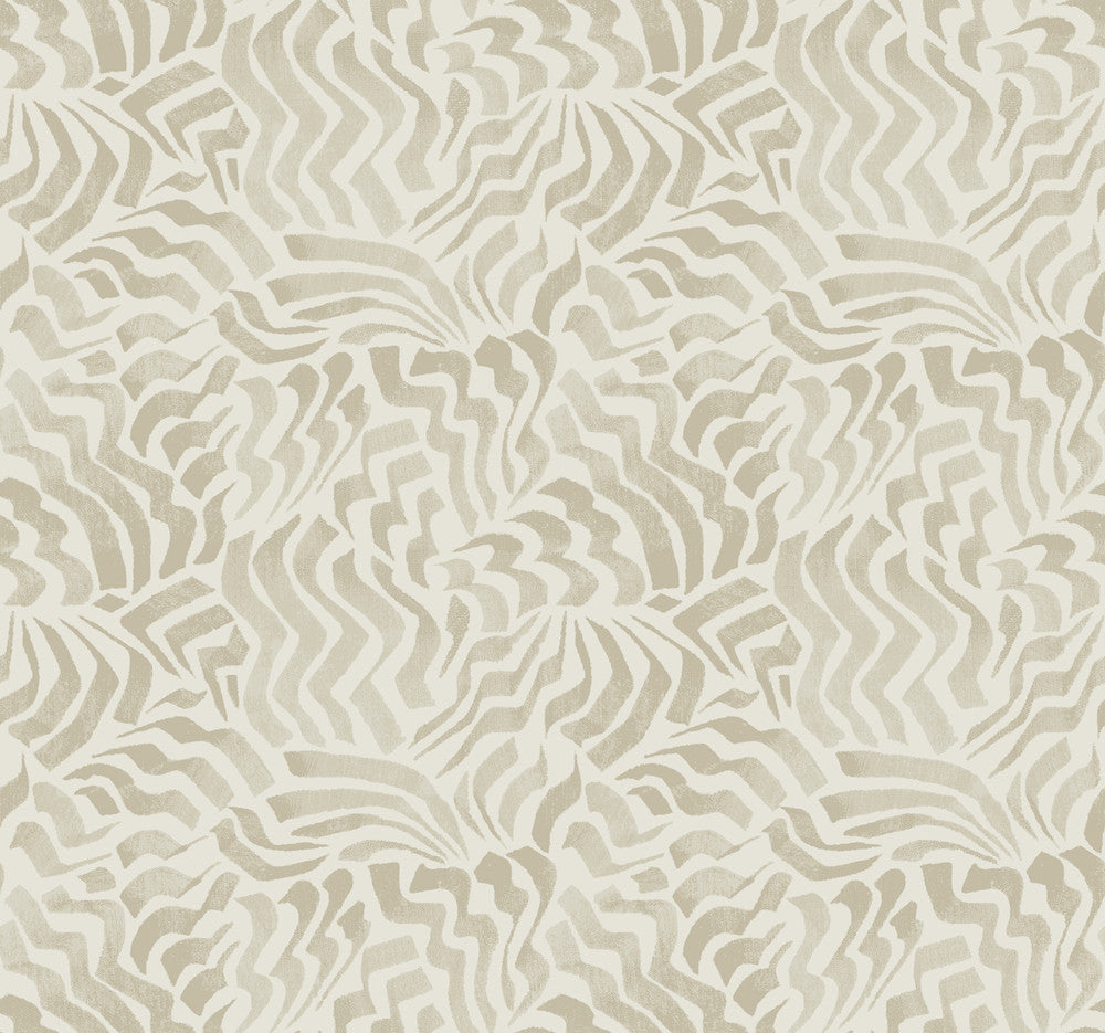 Zora Wave Taupe Wallpaper by Lemieux et Cie Lemieux et Cie Signature Covers about 60.8 square feet 27-in by 27-ft long roll Unpasted 25.25 - Fabric Carolina -