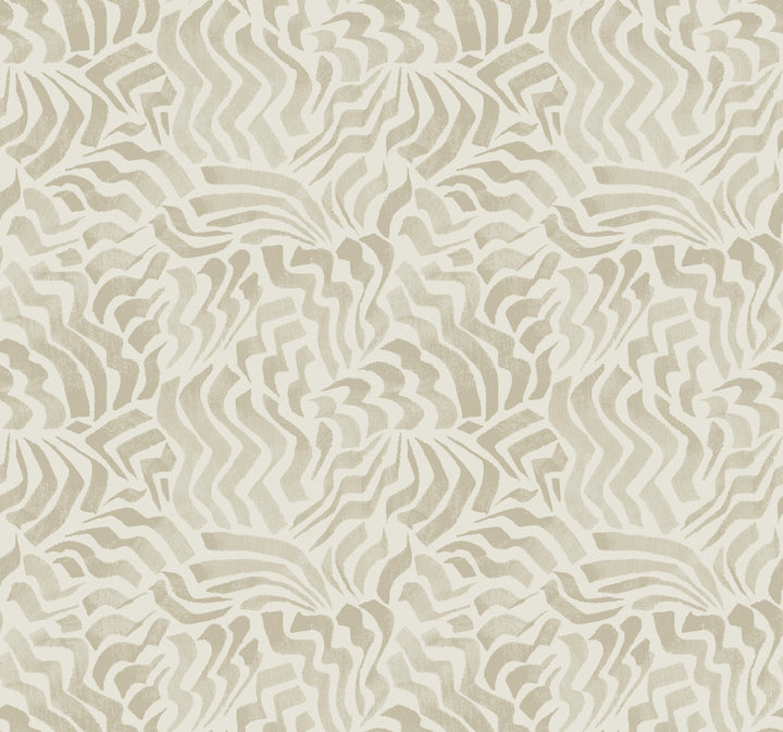 Zora Wave Taupe Wallpaper by Lemieux et Cie Lemieux et Cie Signature Covers about 60.8 square feet 27-in by 27-ft long roll Unpasted 25.25 - Fabric Carolina -