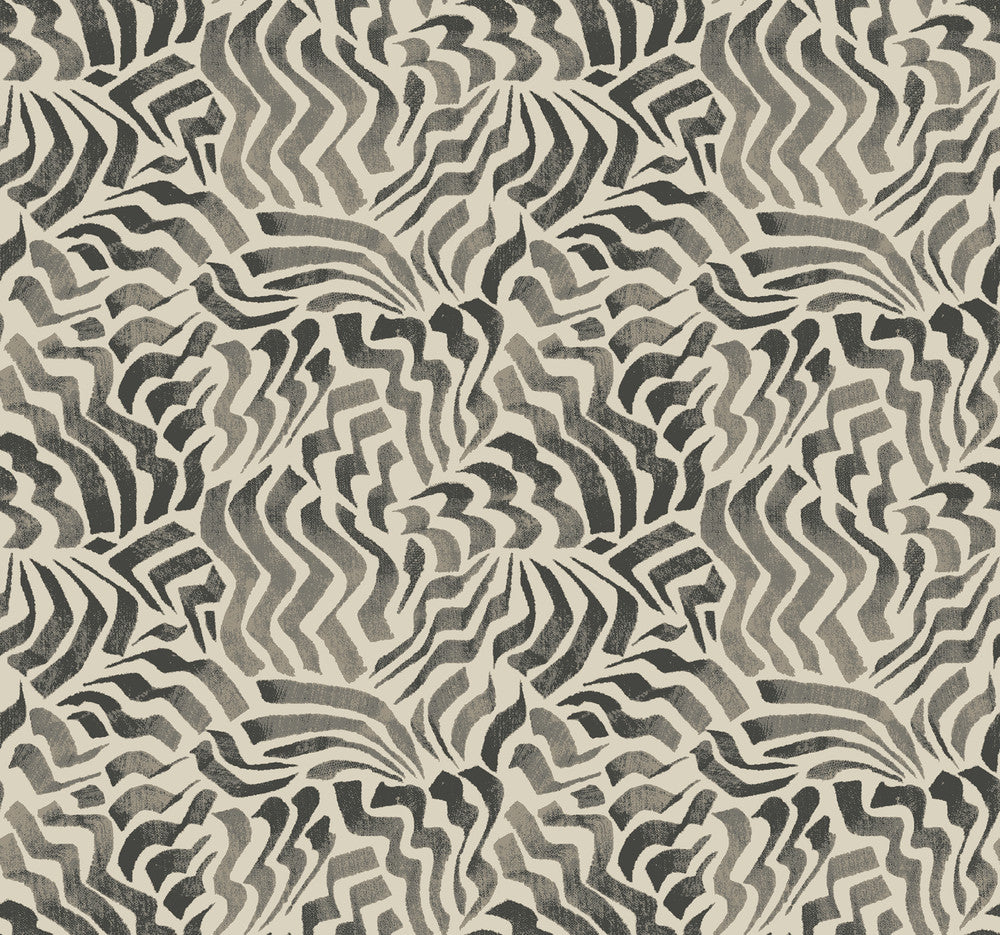 Zora Wave Charcoal Wallpaper by Lemieux et Cie Lemieux et Cie Signature Covers about 60.8 square feet 27-in by 27-ft long roll Unpasted 25.25 - Fabric Carolina -