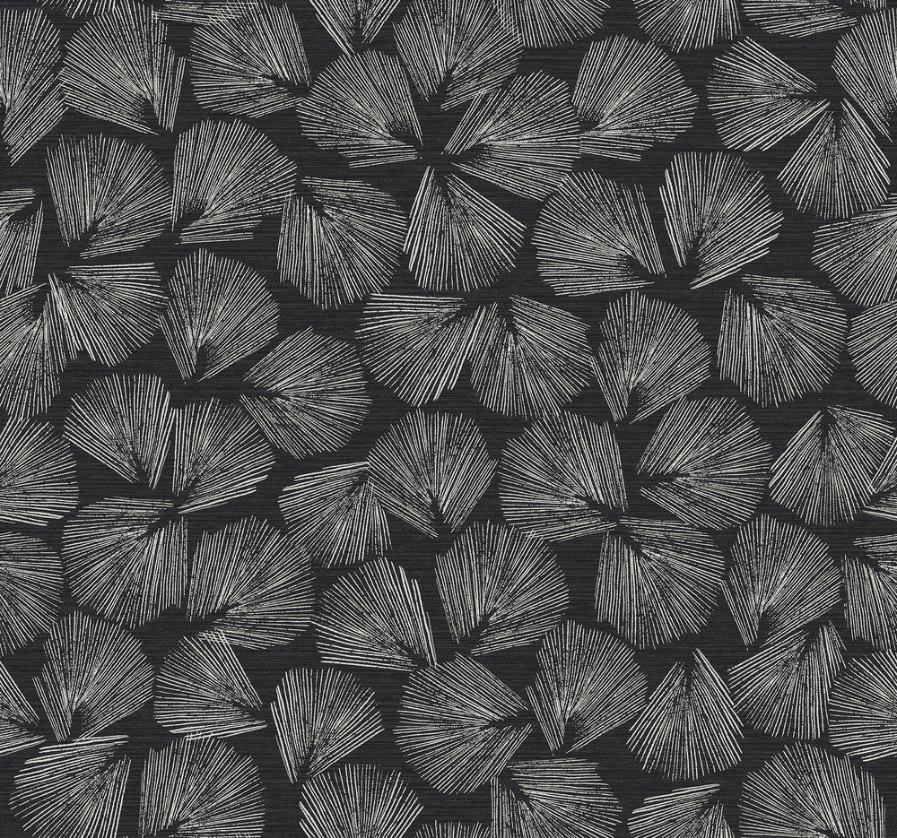 Elora Leaf Black Wallpaper by Lemieux et Cie Lemieux et Cie Signature Covers about 60.8 square feet 27-in by 27-ft long roll Unpasted 25.25 - Fabric Carolina -