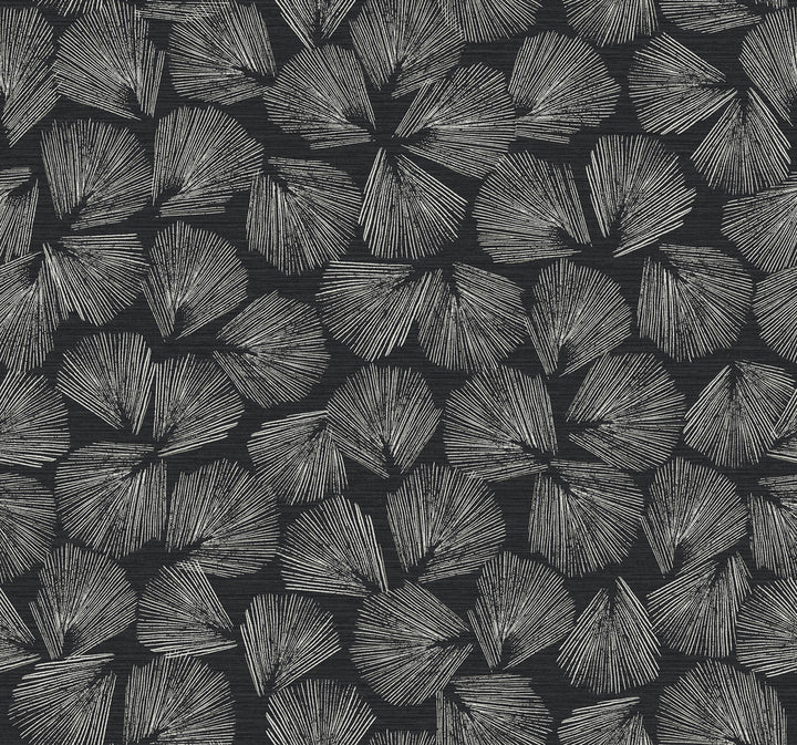Elora Leaf Black Wallpaper by Lemieux et Cie Lemieux et Cie Signature Covers about 60.8 square feet 27-in by 27-ft long roll Unpasted 25.25 - Fabric Carolina -