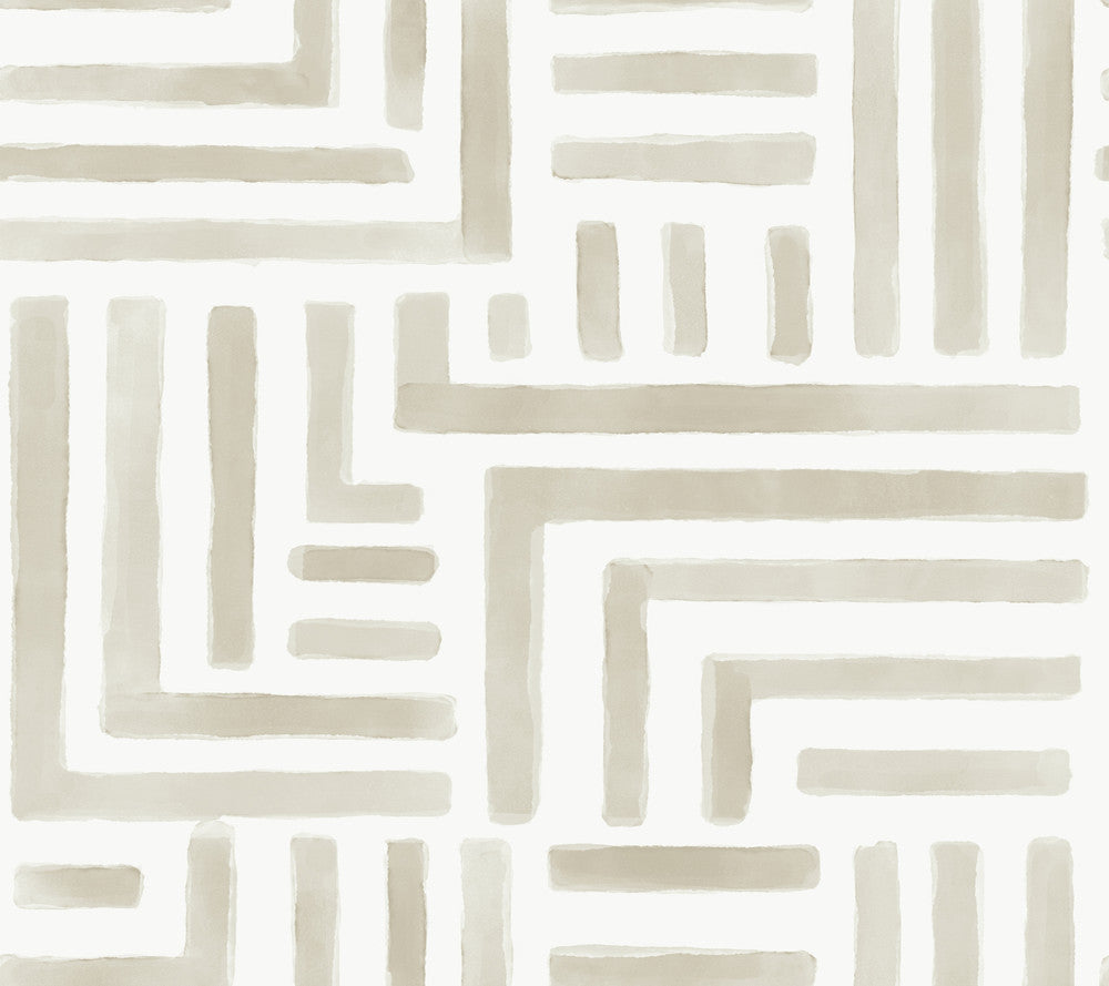Painterly Labyrinth Light Neutral Wallpaper by Lemieux et Cie Lemieux et Cie Signature Covers about 60.8 square feet 27-in by 27-ft long roll Unpasted 24 - Fabric Carolina -