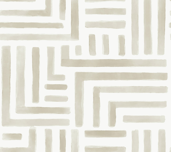 Painterly Labyrinth Light Neutral Wallpaper by Lemieux et Cie Lemieux et Cie Signature Covers about 60.8 square feet 27-in by 27-ft long roll Unpasted 24 - Fabric Carolina -