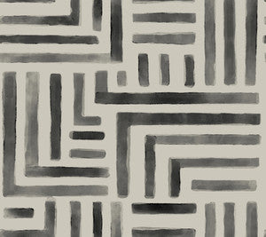 Painterly Labyrinth Charcoal Wallpaper by Lemieux et Cie