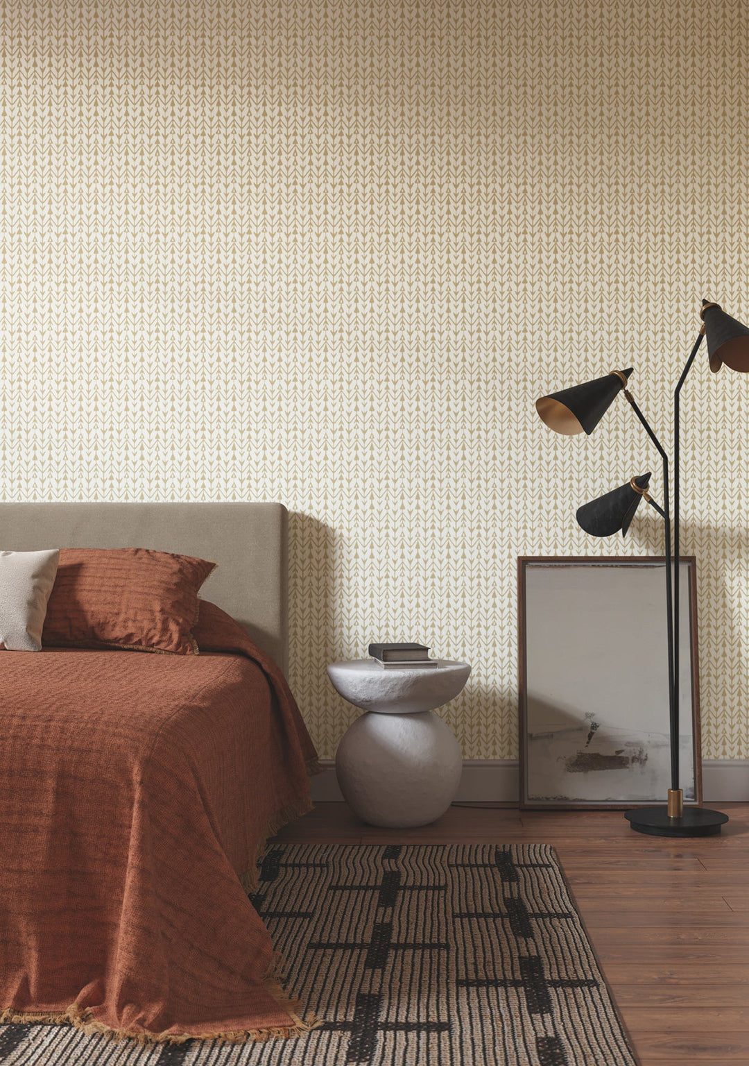 Martigue Stripe Ochre by Lemieux et Cie Wallpaper