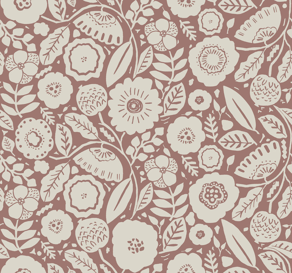 Camille Blossom Vintage Rose Wallpaper by Lemieux et Cie Lemieux et Cie Signature Covers about 60.8 square feet 27-in by 27-ft long roll Unpasted 25.25 - Fabric Carolina -