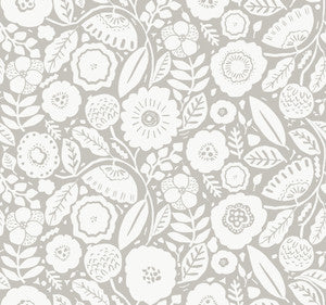 Camille Blossom Grey Wallpaper by Lemieux et Cie