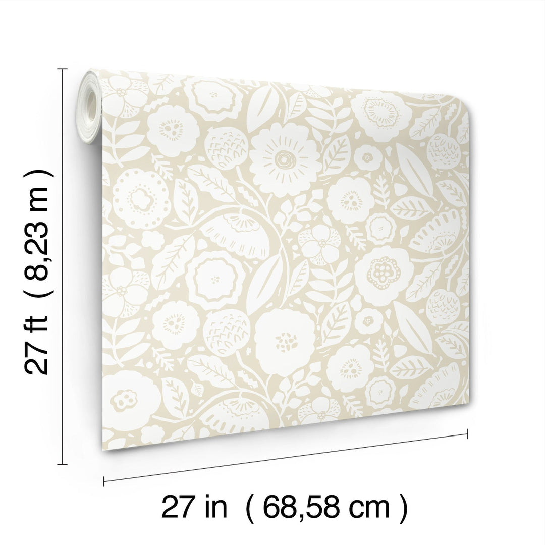 Camille Blossom Linen by Lemieux et Cie Wallpaper