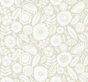 Camille Blossom Linen Wallpaper by Lemieux et Cie