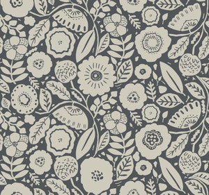 Camille Blossom Charcoal Wallpaper by Lemieux et Cie