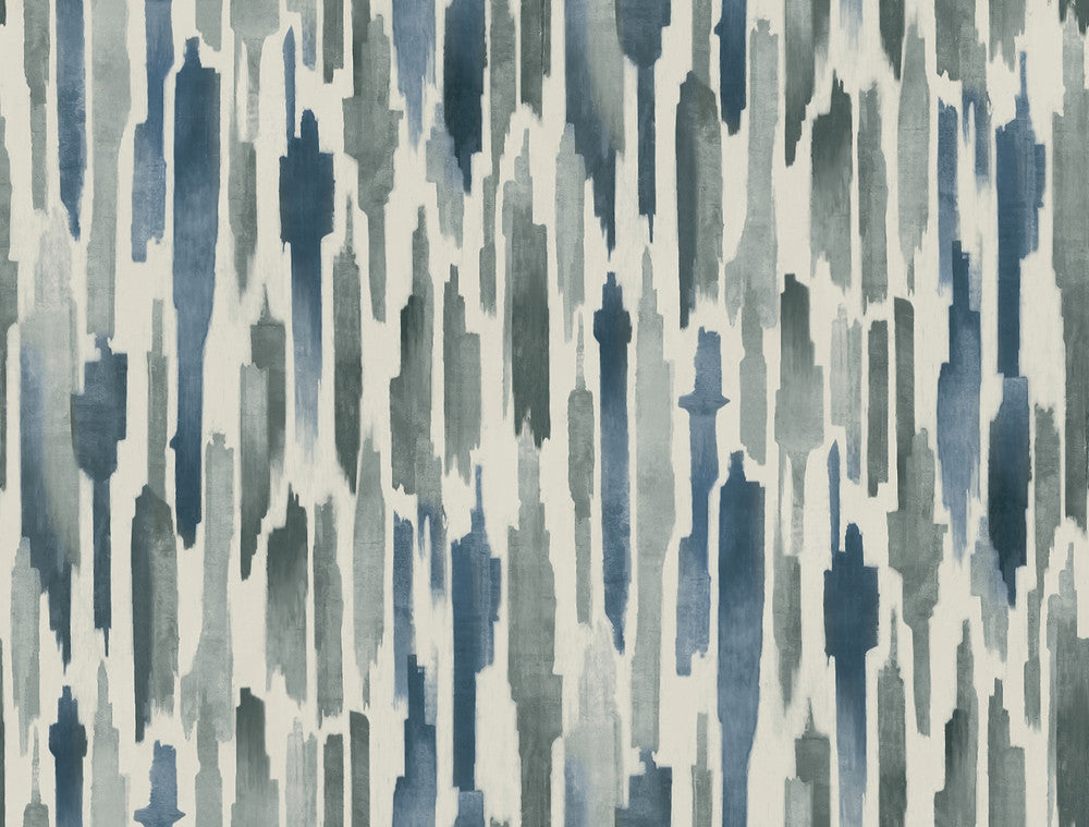 Pluie Ocean Wallpaper by Lemieux et Cie Lemieux et Cie Signature Covers about 60.8 square feet 27-in by 27-ft long roll Unpasted 20.5 - Fabric Carolina -