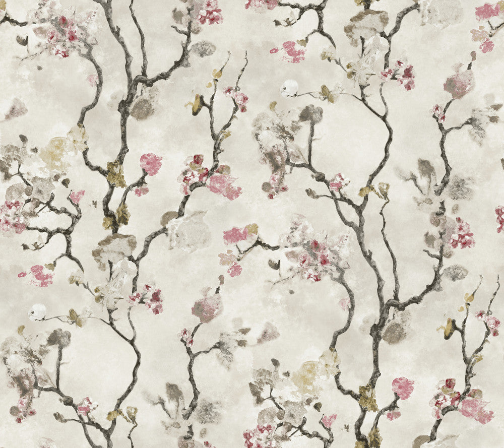 Avril Chinoiserie Rose Wallpaper by Lemieux et Cie Lemieux et Cie Signature Covers about 60.8 square feet 27-in by 27-ft long roll Unpasted 24 - Fabric Carolina -