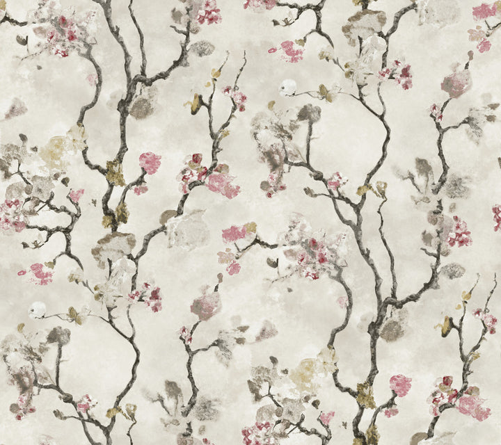 Avril Chinoiserie Rose Wallpaper by Lemieux et Cie Lemieux et Cie Signature Covers about 60.8 square feet 27-in by 27-ft long roll Unpasted 24 - Fabric Carolina -