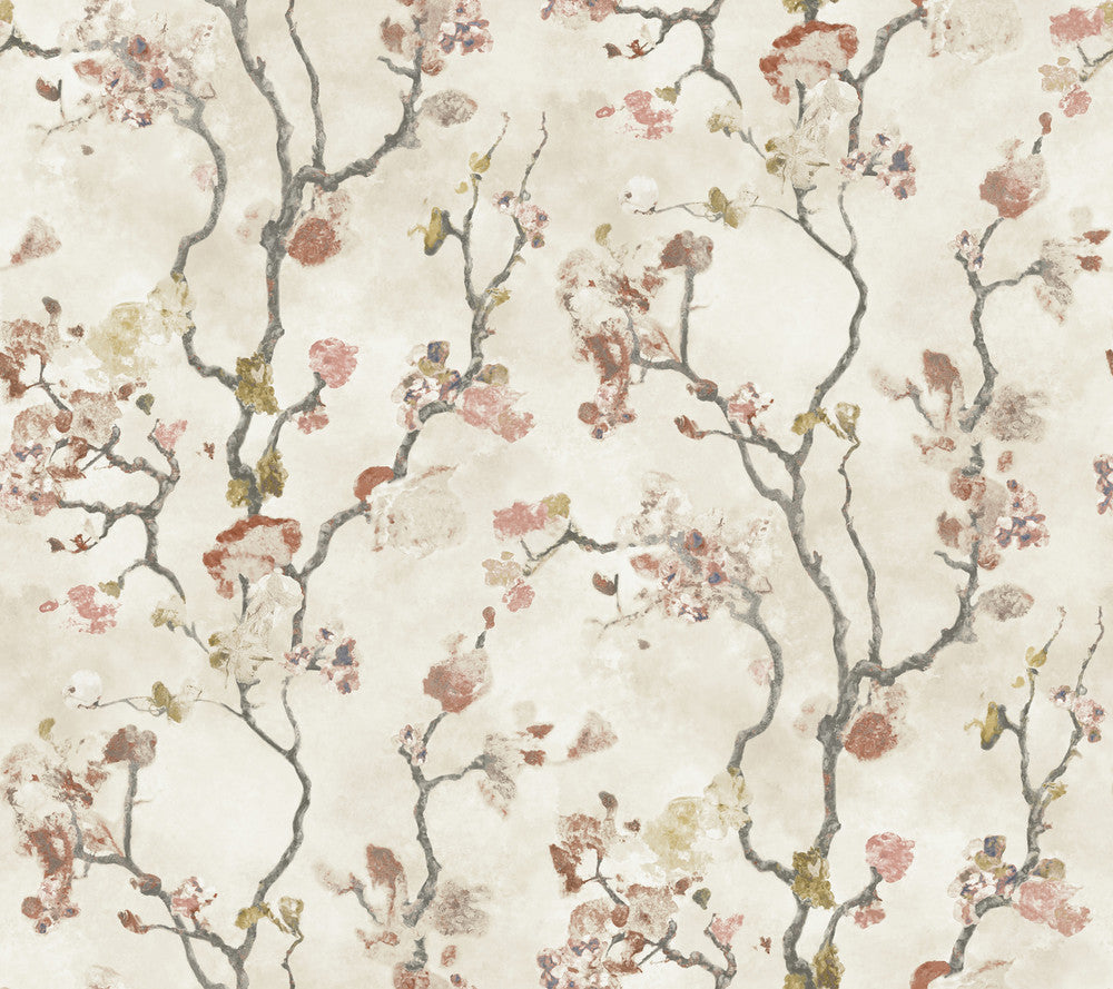 Avril Chinoiserie Coral Wallpaper by Lemieux et Cie Lemieux et Cie Signature Covers about 60.8 square feet 27-in by 27-ft long roll Unpasted 24 - Fabric Carolina -