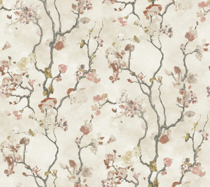 Avril Chinoiserie Coral Wallpaper by Lemieux et Cie Lemieux et Cie Signature Covers about 60.8 square feet 27-in by 27-ft long roll Unpasted 24 - Fabric Carolina -