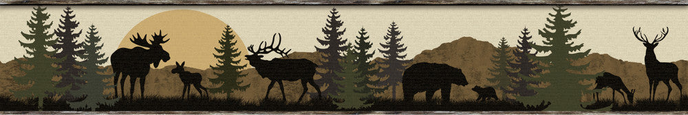Scenic Silhouette Brown Border by York Wallcoverings Border Portfolio II Covers about 11.3 square feet 9-in by 15-ft long roll Prepasted 36 - Fabric Carolina -