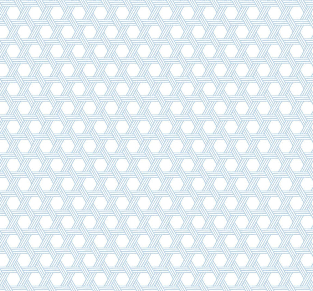 Cabana Wicker Carolina Blue and Eggshell by Seabrook Wallpaper Luxe Retreat United States 60.53 3.15" 27" - Fabric Carolina -