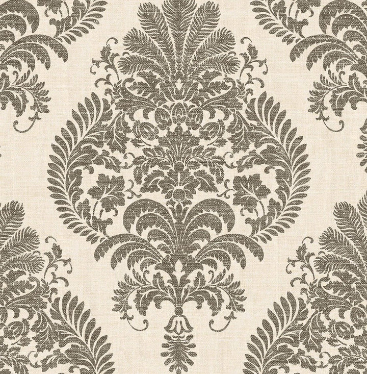 Antigua Damask Charcoal and Ivory by Seabrook Wallpaper Luxe Retreat United States 56.05 20.87" 20.5" - Fabric Carolina -